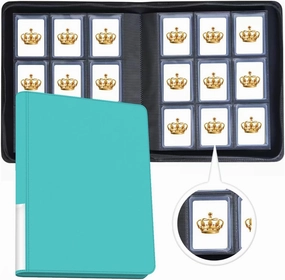 Toploader Binder,9-Pocket Double Sided Top Loader Binder,Holds 360 Cards in 3"x4" Toploaders,PU Leather Card Binder Abulm for Toploader Trading,Sports,and Gaming Cards (Sky Blue)