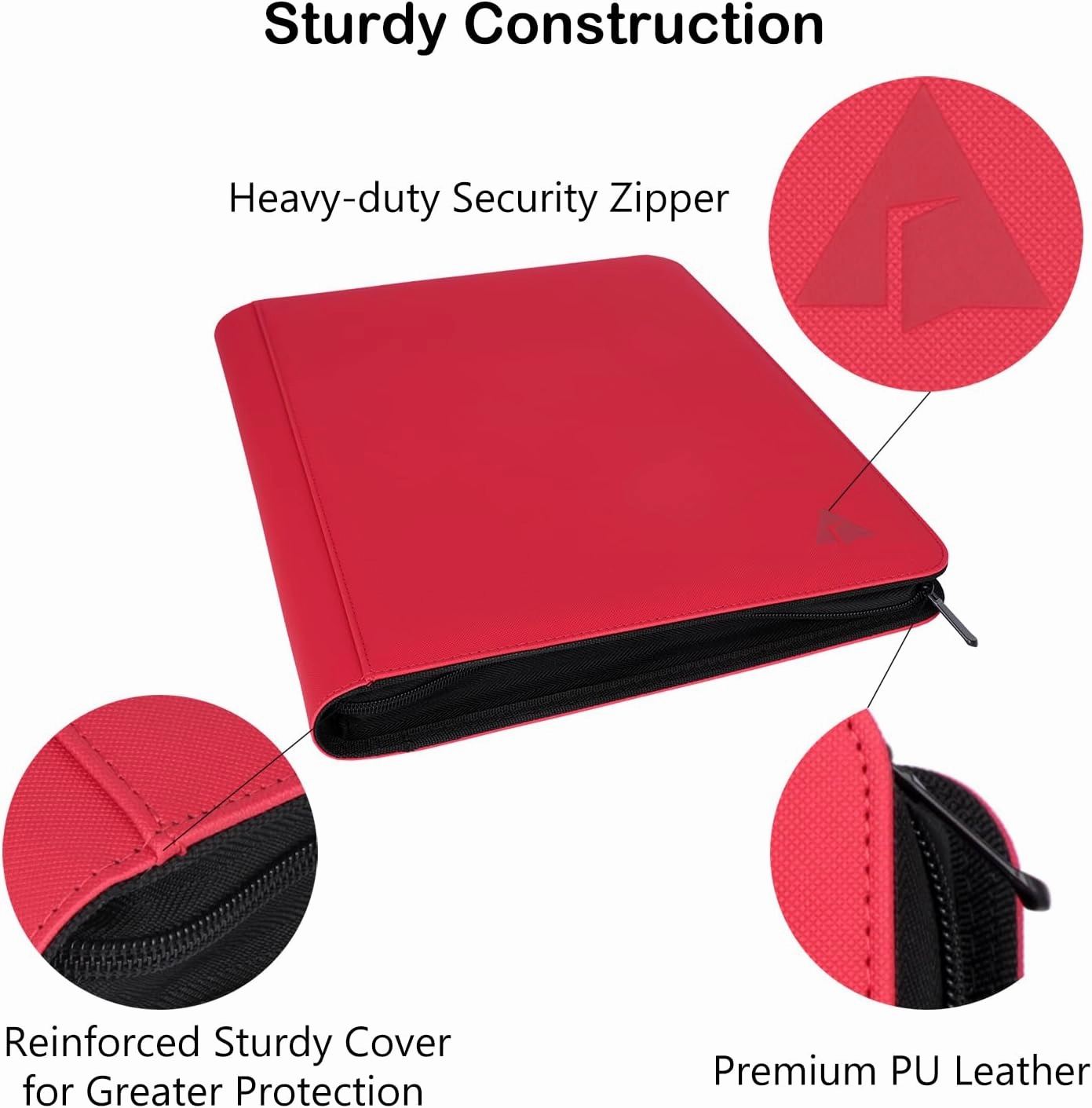 Toploader Binder, Holds 432 Top Loaders, 9 Pockets Top Loader Binder with Sleeves for Cards in 3'' x 4'' Toploaders -Red