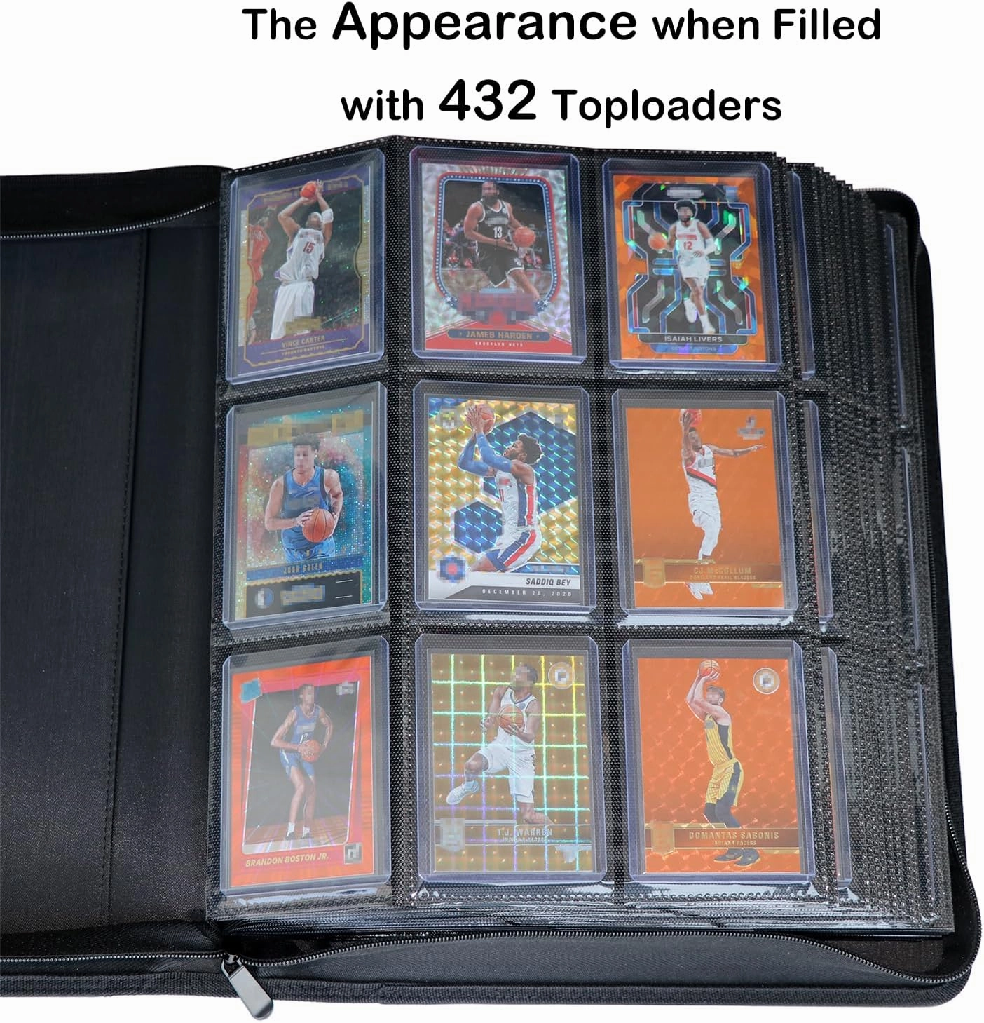 Toploader Binder, Holds 432 Top Loaders, 9 Pockets Top Loader Binder with Sleeves for Cards in 3'' x 4'' Toploaders -Red