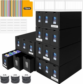 Toploader Storage Box,Holds 2000  Toploaders,Toploader Card Storage Box for Commander Display,with 72 Dividers, Labels & Tapes,Fit for TCG, PTCG, MTG