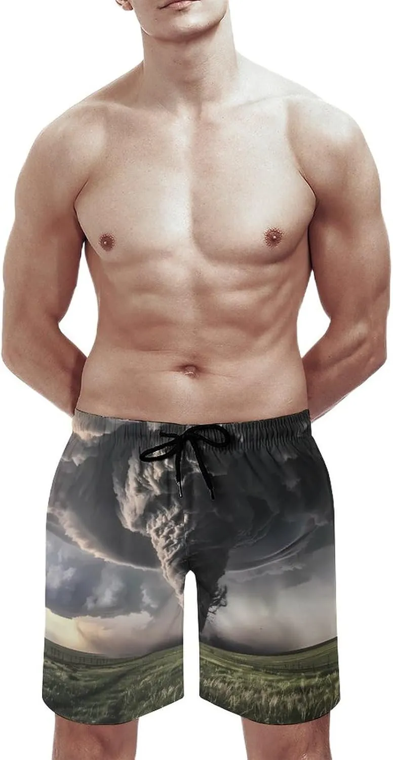 Tornado Thunderstorms Men's Swim Trunks Breathable Bathing Suit Swimming Board Shorts Hawaiian Beach Swimwear