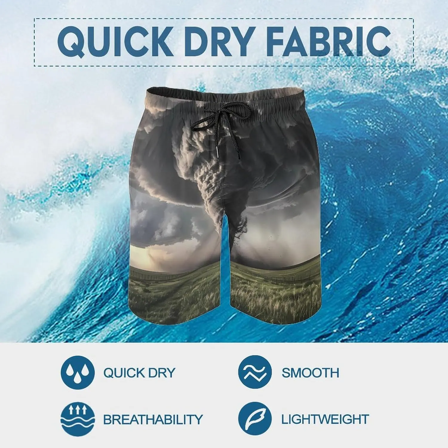 Tornado Thunderstorms Men's Swim Trunks Breathable Bathing Suit Swimming Board Shorts Hawaiian Beach Swimwear