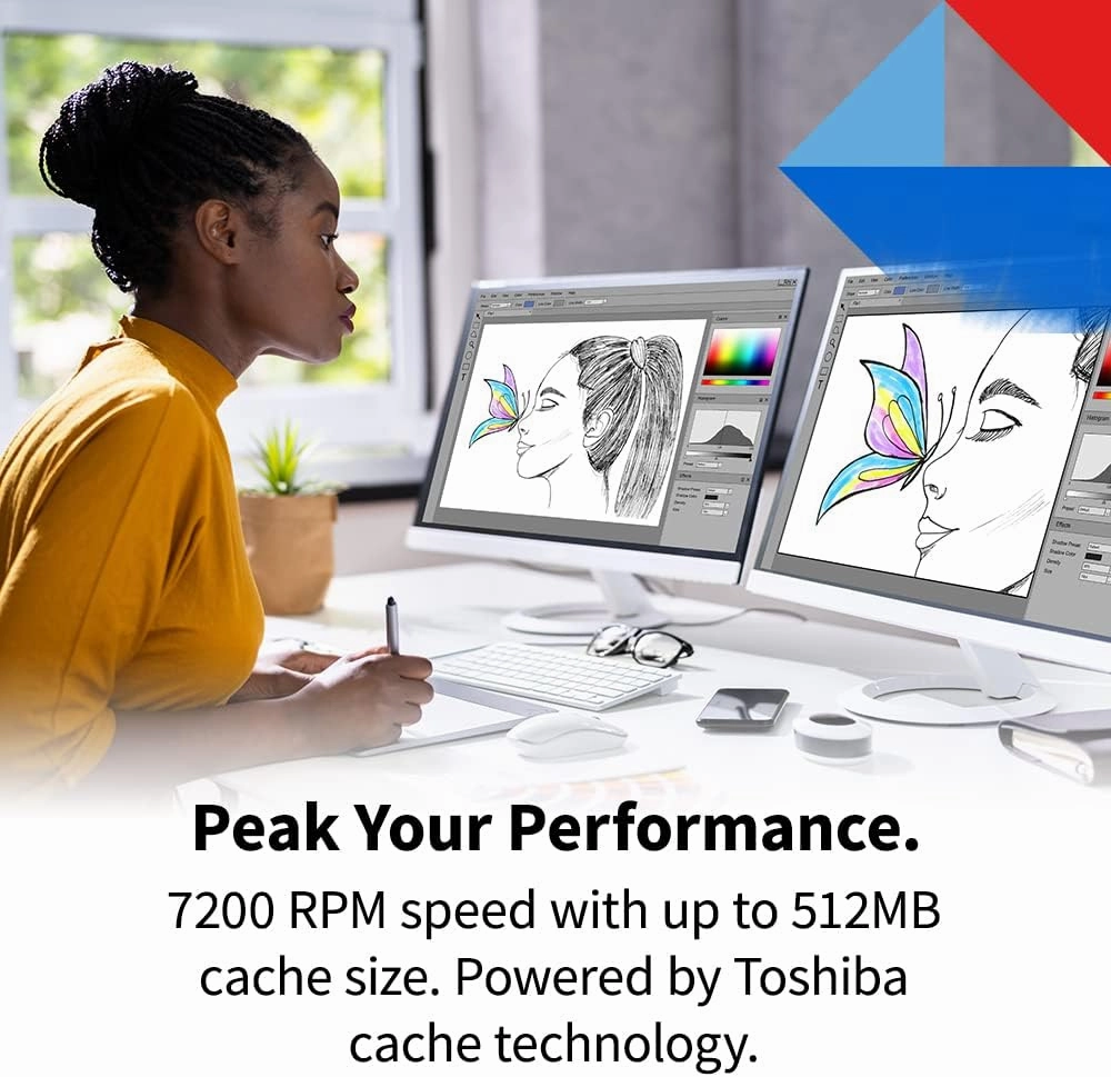 Toshiba X300 PRO 20TB High Workload Performance for Creative Professionals 3.5-Inch Internal Hard Drive – Up to 300 TB/Year Workload Rate CMR SATA 6 Gb/s 7200 RPM 512 MB Cache - HDWR62AXZSTB