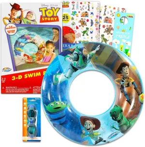 Toy Story Pool Toys Set for Kids - Disney Gift Bundle with Inflatable Swim Ring, Goggles, Temporary Tattoos, and More | Toy Story Beach Toys for Boys, Girls