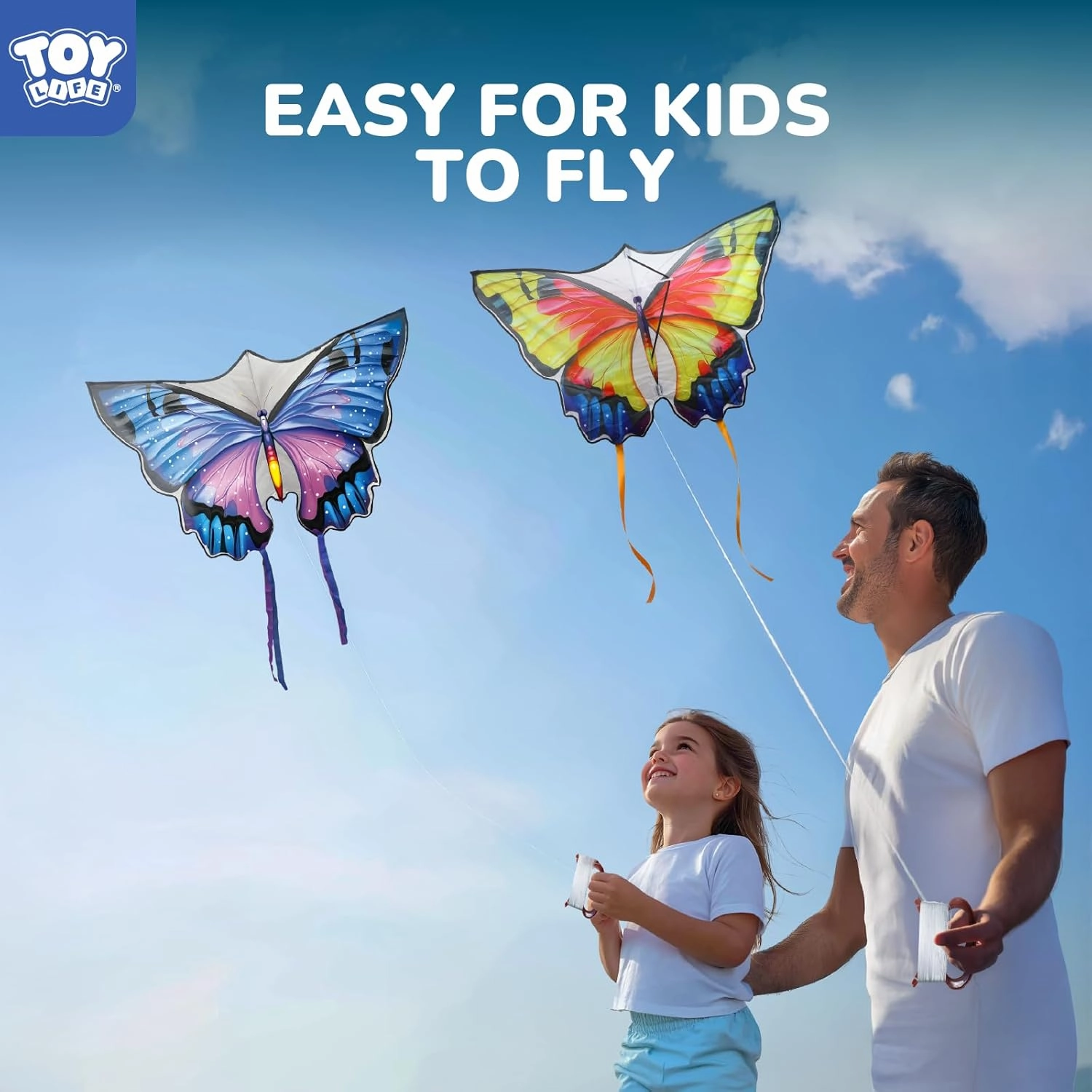 TOY Life Kites for Kids Ages 4-8, 48.4"x34.2" Large Butterfly Kite Beach Kite with 328.1Ft String Easy to Fly for Kids Adults, Gift for 3  Girls Boys for Outdoor Game Activities