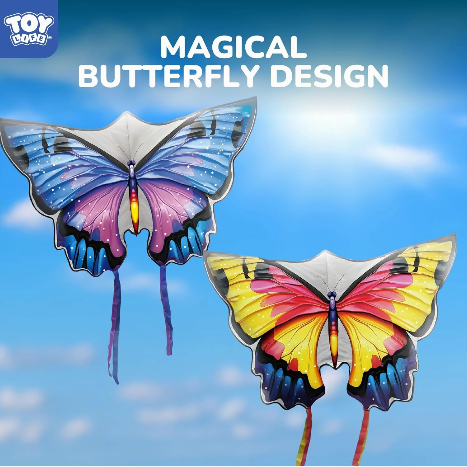 TOY Life Kites for Kids Ages 4-8, 48.4"x34.2" Large Butterfly Kite Beach Kite with 328.1Ft String Easy to Fly for Kids Adults, Gift for 3  Girls Boys for Outdoor Game Activities