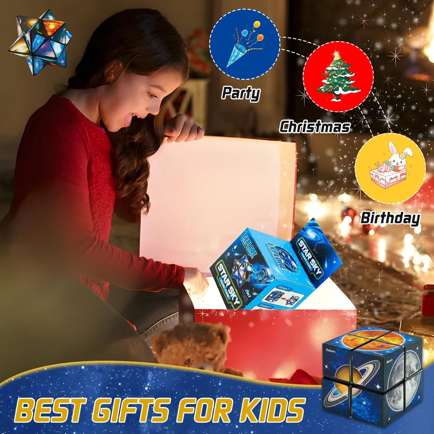 Toys for Boys Age 8-12 Gifts,Star Cube Magic Cube 2 in 1 Set for 9 10 11 12 Year Old Boy Girls,Infinity Cube Fidget Toy,Brain Development Puzzle Games for Children,Creative Gifts for Children