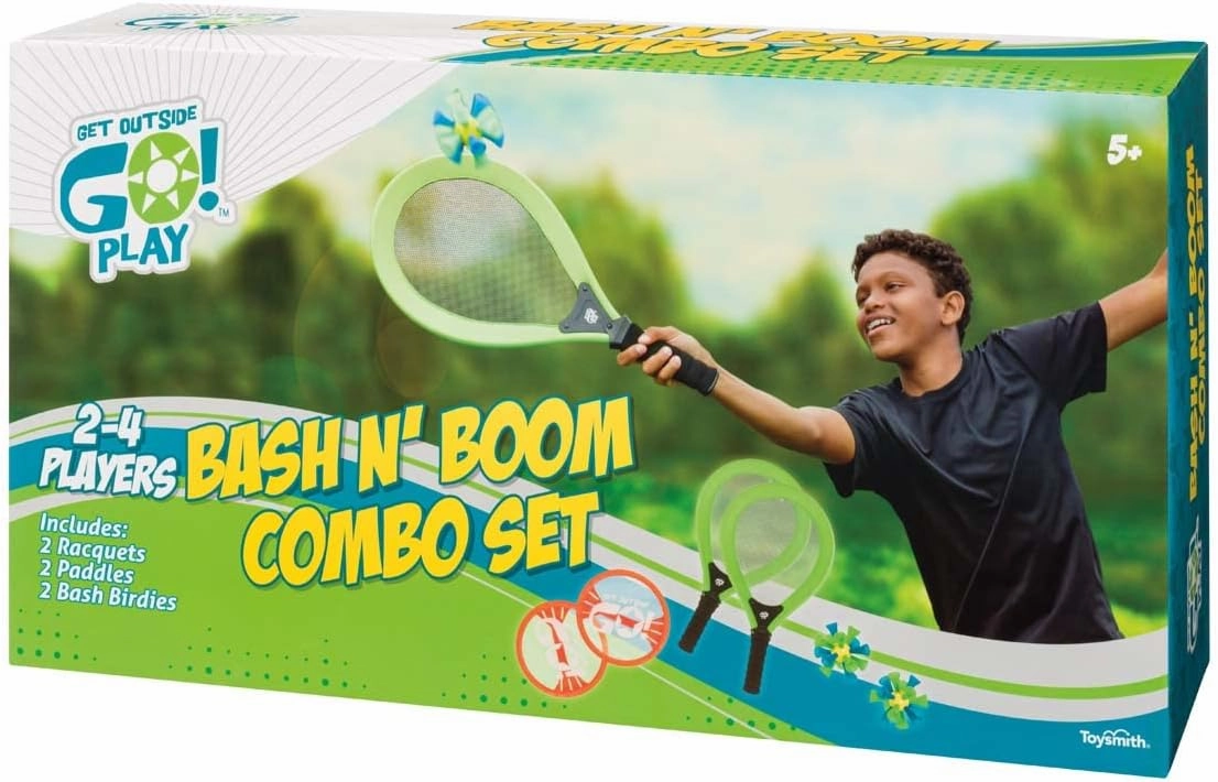 Toysmith Get Outside Go! Bash N Boom Combo Set - Bashminton Game, Two Player Outdoor Game for Boys and Girls Ages 5 
