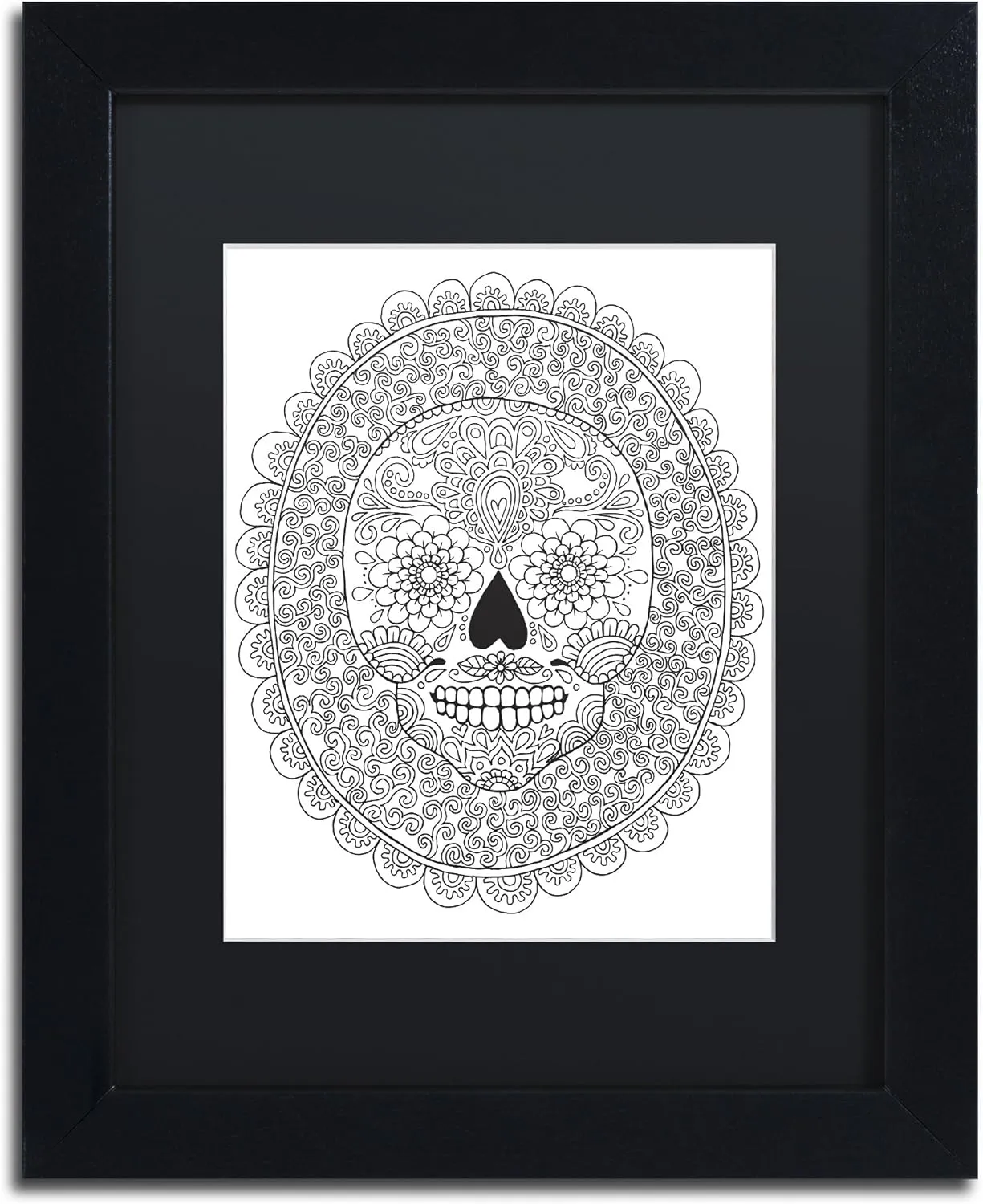 Trademark Fine Art ALI2811-B1114BMF Candy Skull by Hello Angel, 11x14-Inch, 11x14, Black Matte Frame