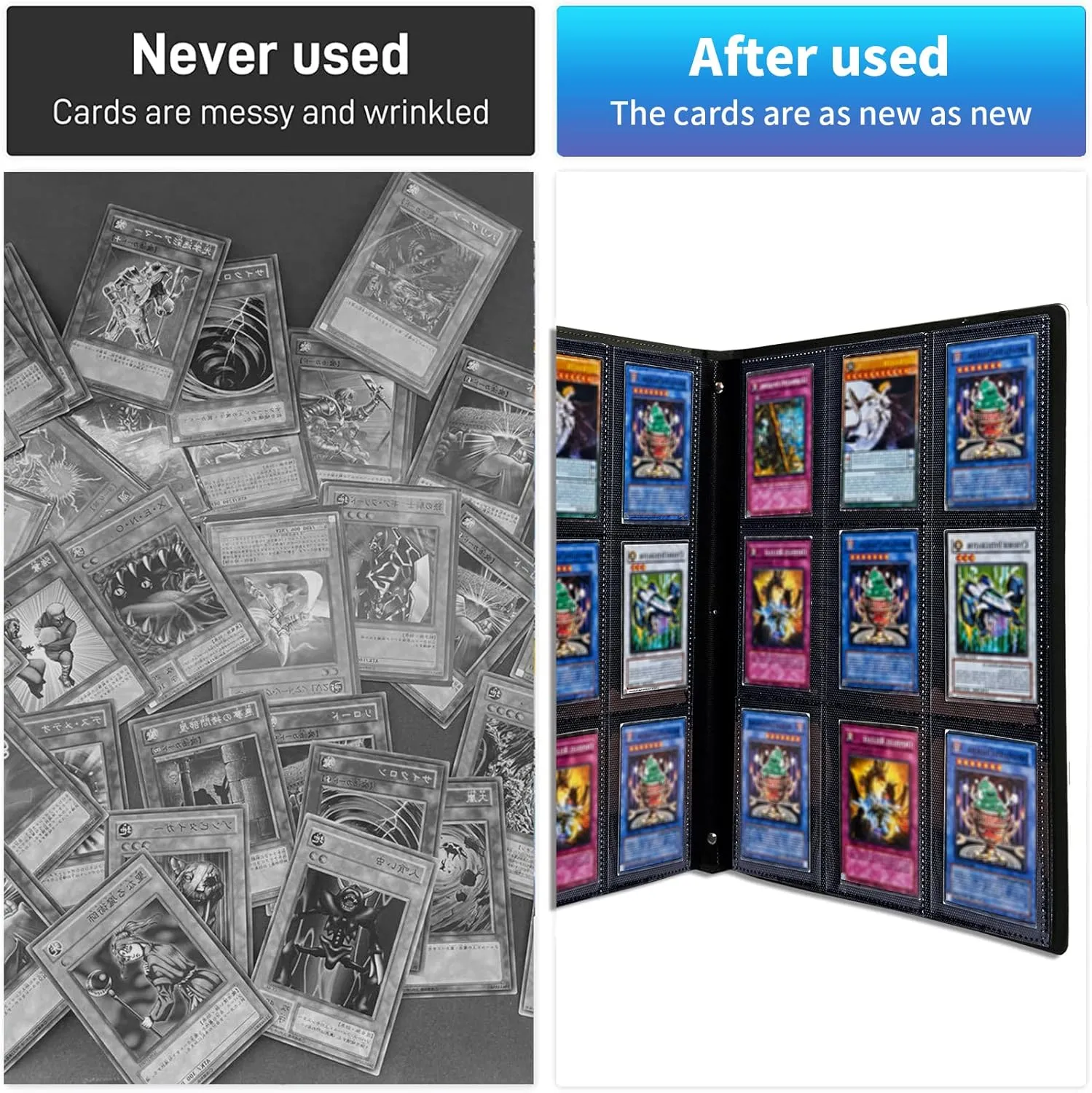 Trading Card Binder with 20 Sleeves, 9 Pocket Waterproof Card Book Holder Fits 360 Cards for Trading Cards, Football Cards, Pet Picture, Side Loading, Skull Roses Butterflies