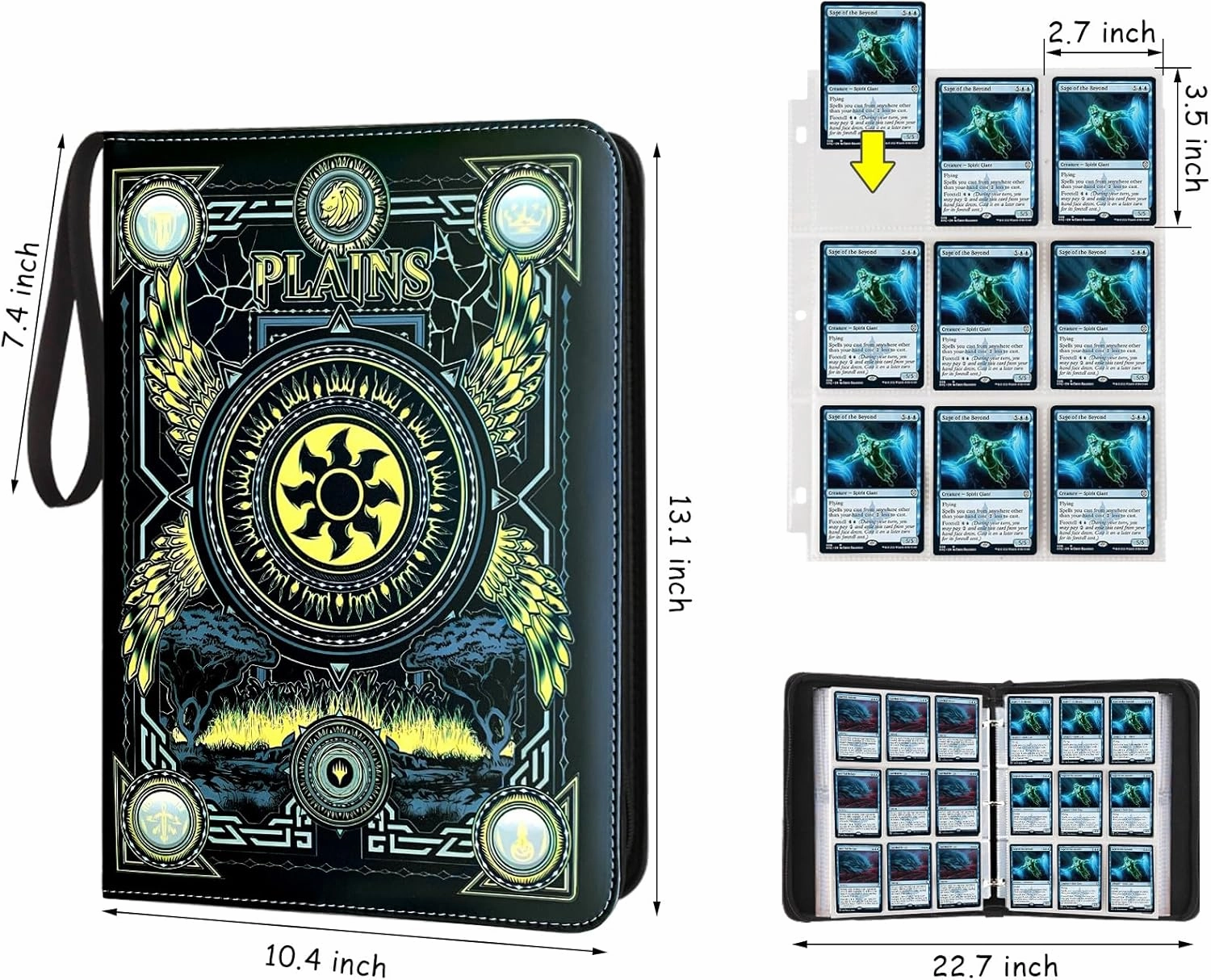 Trading Card Binder,9 Pocket Card Binder with Sleeves 720 Double Sided Pocket Premium Collector Card Album,Card Collection Folder for MTG,TCG,Yugioh,Game Cards (Yellow)