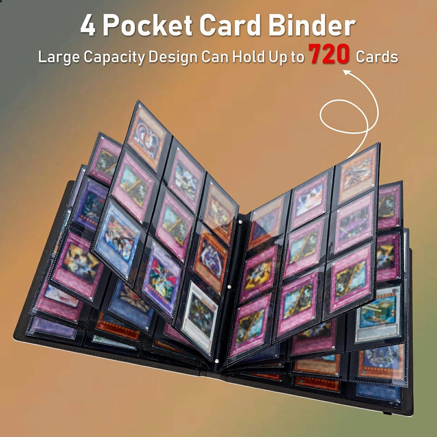 Trading Card Binder 9 Pocket Trading Cards Album Display Holder, 720 Cards Double Sided Pockets Card Holder Binder Sleeves Card Case for Standard Size Cards,Colorful Cat Head