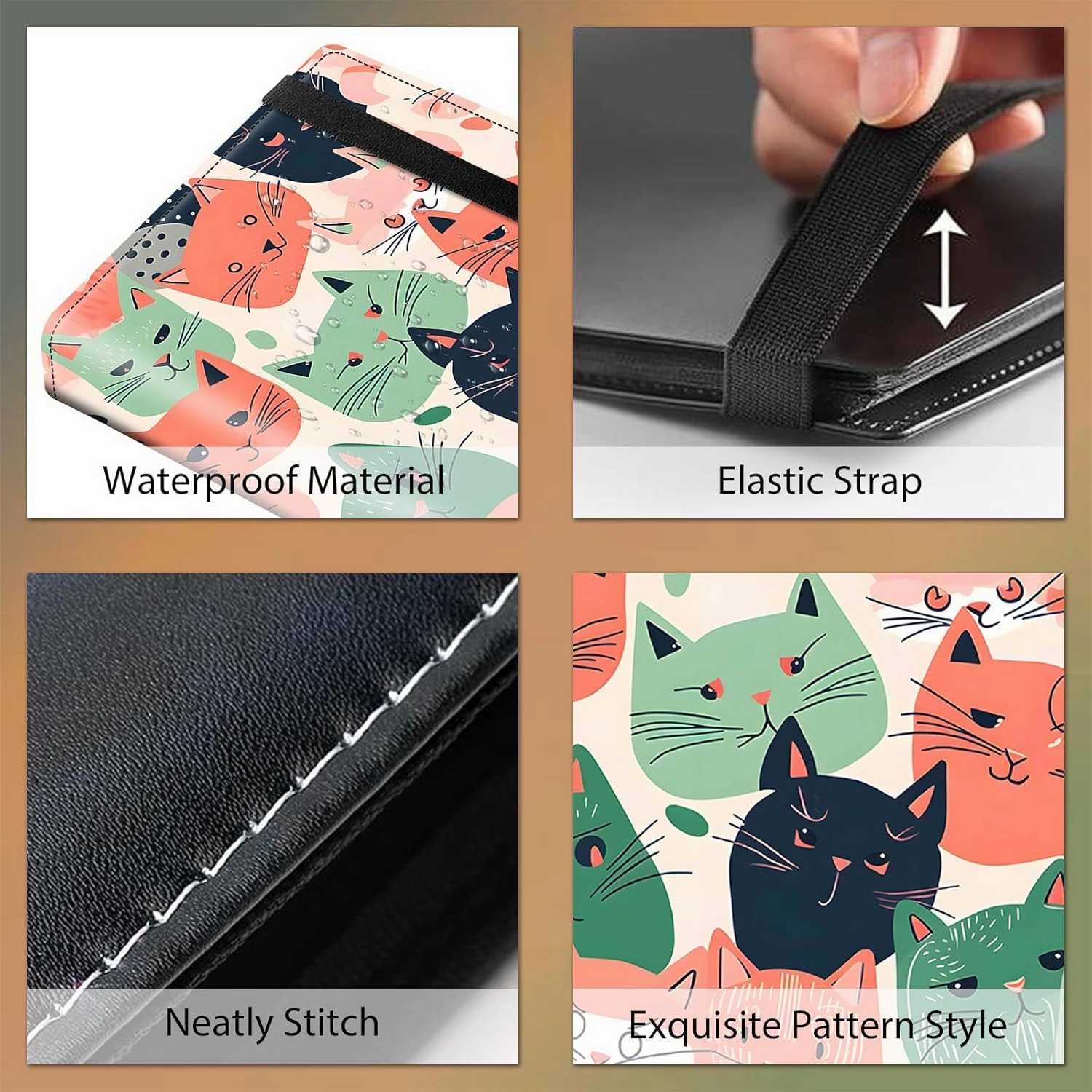 Trading Card Binder 9 Pocket Trading Cards Album Display Holder, 720 Cards Double Sided Pockets Card Holder Binder Sleeves Card Case for Standard Size Cards,Colorful Cat Head