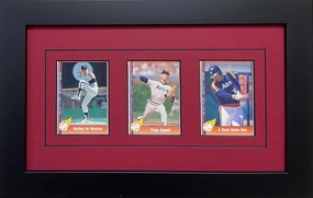 Trading Card Frame for 3 Trading Cards Black Frame with Red (Black Trim) Matting