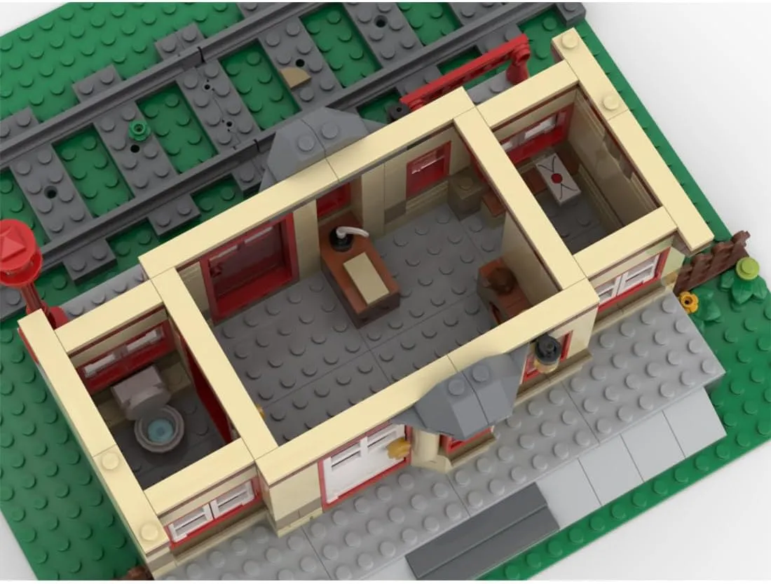 Train Station Modular Architectural Model Building Blocks Set, Street Scene Building Blocks, City Architecture Series Blocks Gift for Teen Adult (492PCS), 1CRMSTY5843XW7B6YV11Q