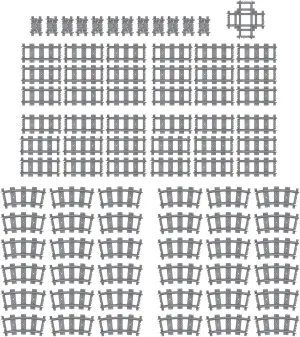 Train Track Building Set, 85 Pieces, Compatible with Major Brands, 36 Straight, 36 Curved, 12 Flexible, 1 Cross Track