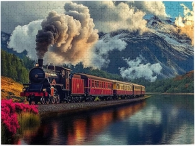 Trains are Running,Smoke is Flying 500 pcs Adult Wooden Jigsaw Puzzles,Gift for Lovers,Pieces Fit Together Perfectly,Deal for Exercising Brain Power，Ideal for Hands-on Skills