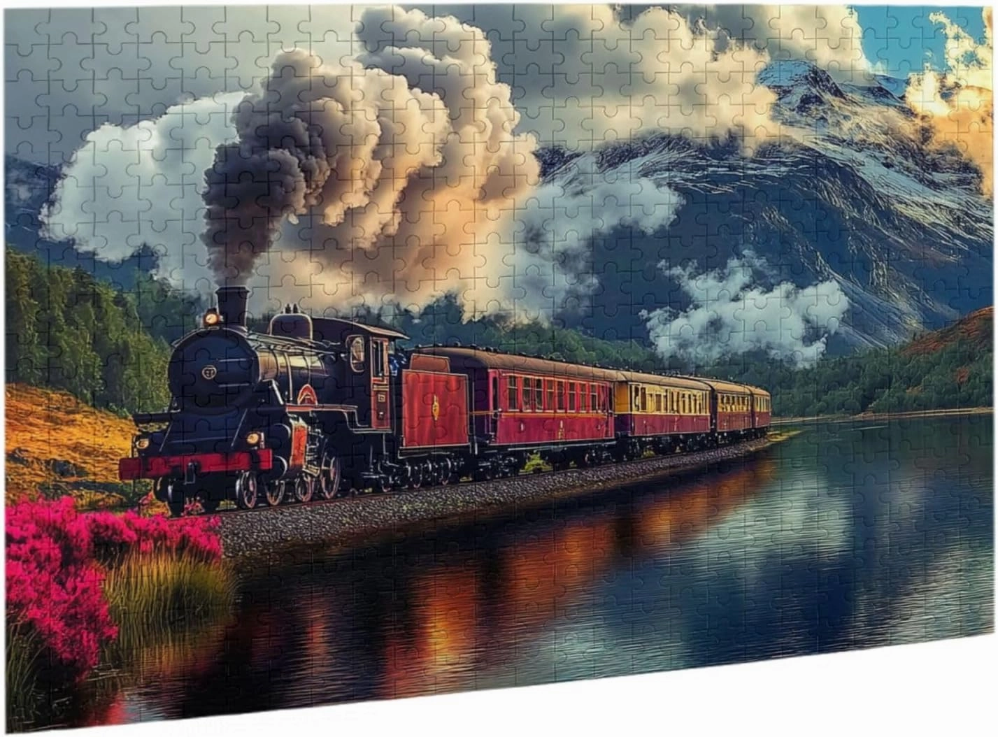 Trains are Running,Smoke is Flying 500 pcs Adult Wooden Jigsaw Puzzles,Gift for Lovers,Pieces Fit Together Perfectly,Deal for Exercising Brain Power，Ideal for Hands-on Skills