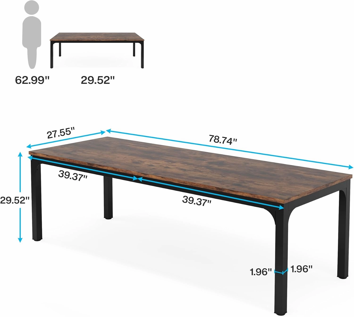 Tribesigns 78.7 Inches Extra Long Computer Desk 2 Person Desk, Double Long Desk, Workstaion for Home Office
