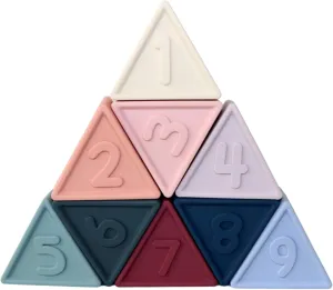 Triblox Earth, 9 Soft Silicone Triangle Blocks with Numbers and Illustrations - Counting, Building and Stacking Toy