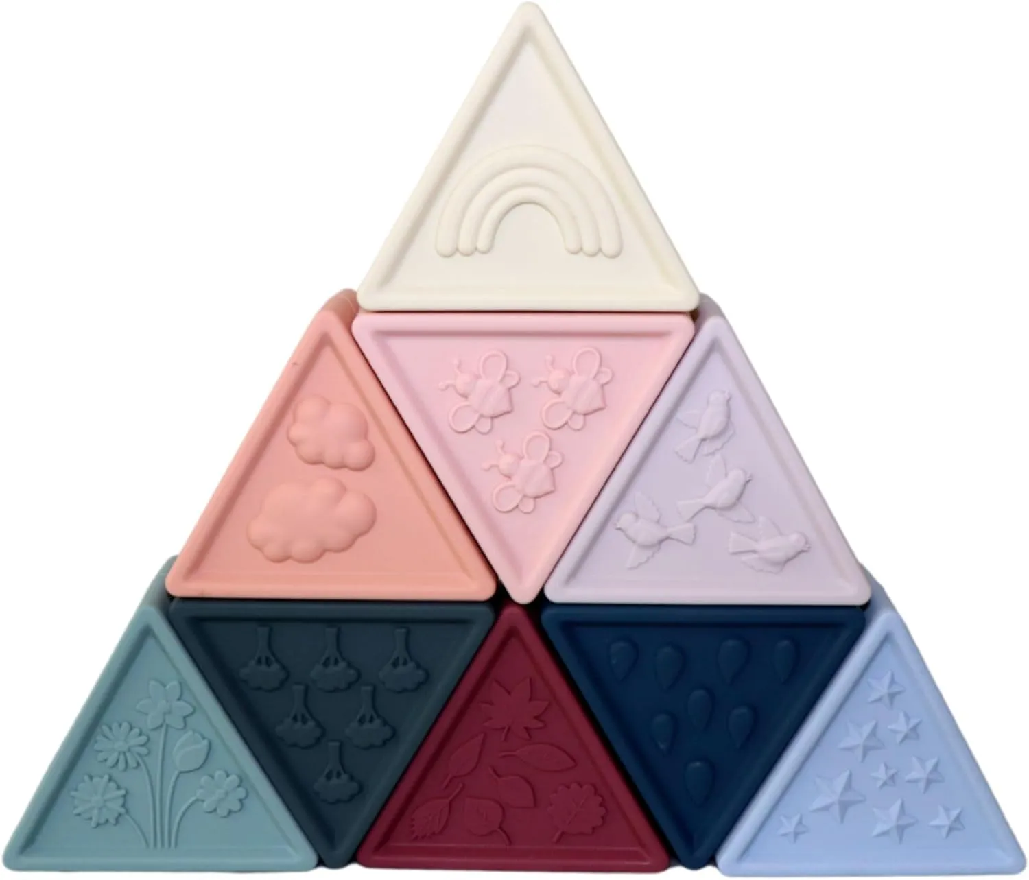 Triblox Earth, 9 Soft Silicone Triangle Blocks with Numbers and Illustrations - Counting, Building and Stacking Toy