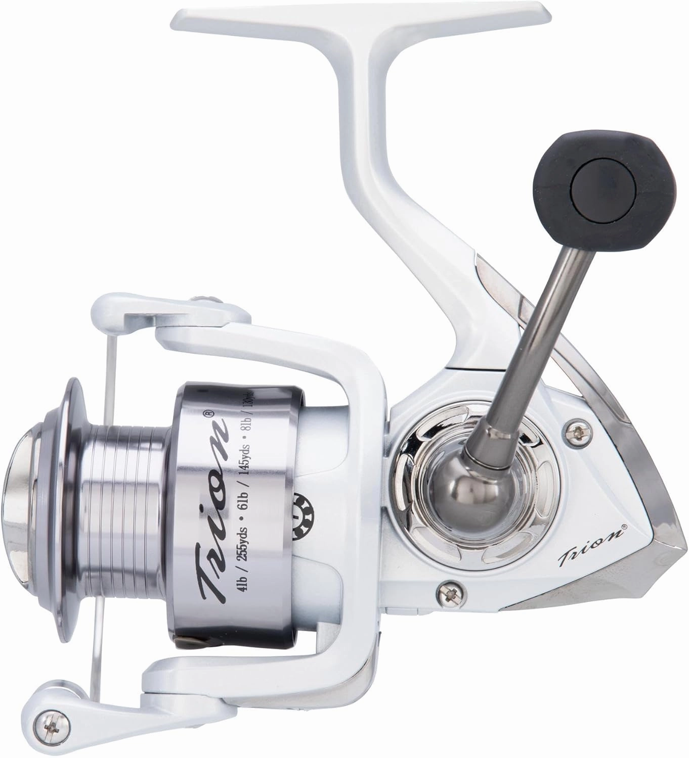 Trion Spinning Reel, Size 20 Fishing Reel, Right/Left Handle Position, Graphite Body and Rotor, Corrosion-Resistant, Aluminum Spool, Front Drag System
