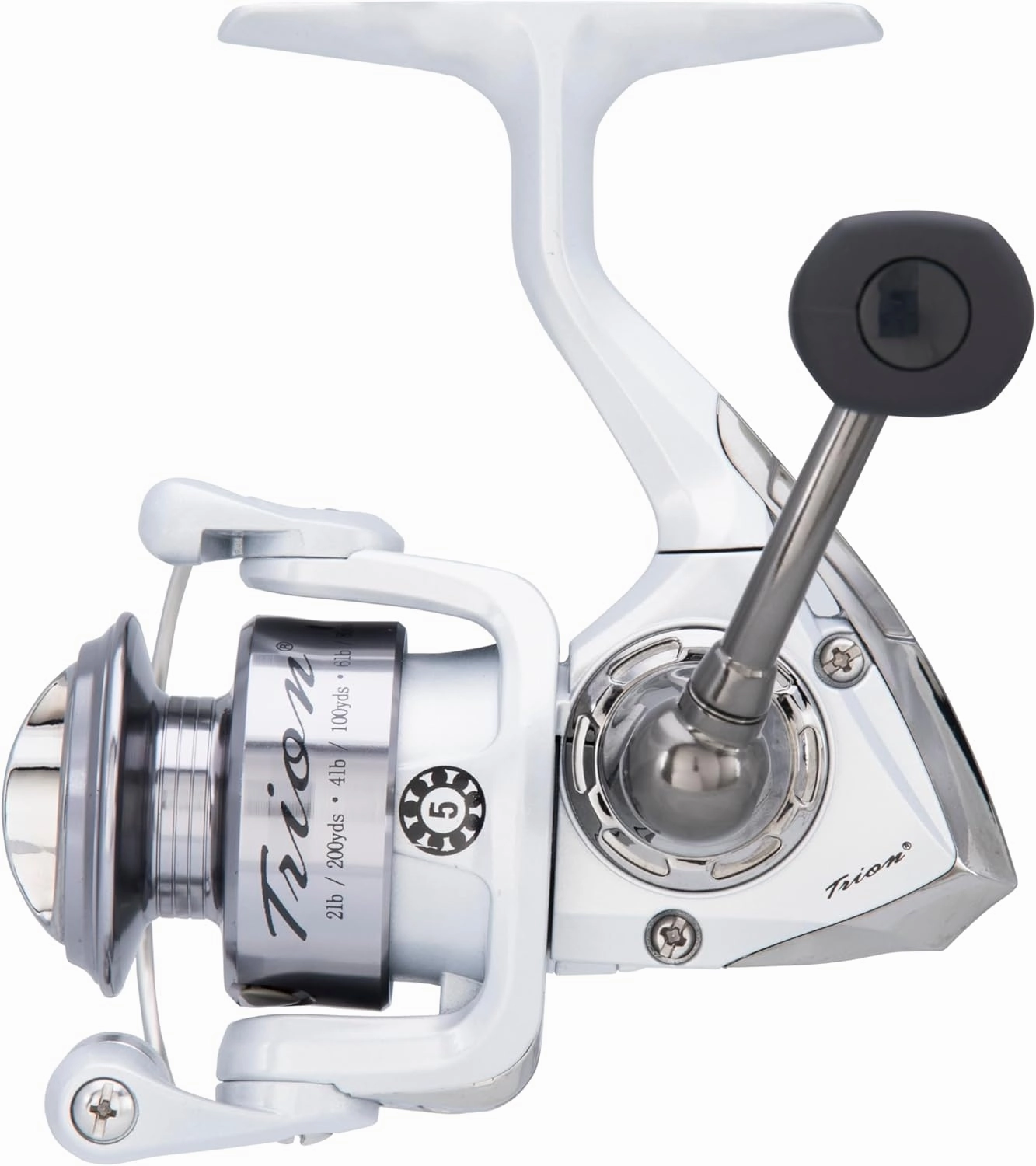 Trion Spinning Reel, Size 20 Fishing Reel, Right/Left Handle Position, Graphite Body and Rotor, Corrosion-Resistant, Aluminum Spool, Front Drag System