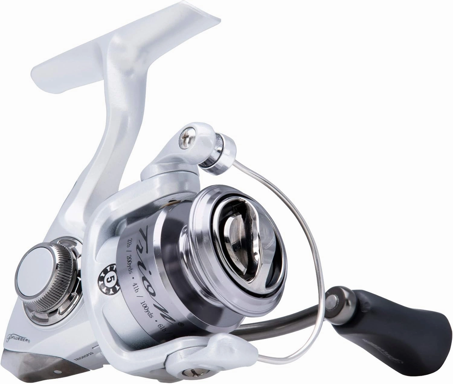 Trion Spinning Reel, Size 20 Fishing Reel, Right/Left Handle Position, Graphite Body and Rotor, Corrosion-Resistant, Aluminum Spool, Front Drag System