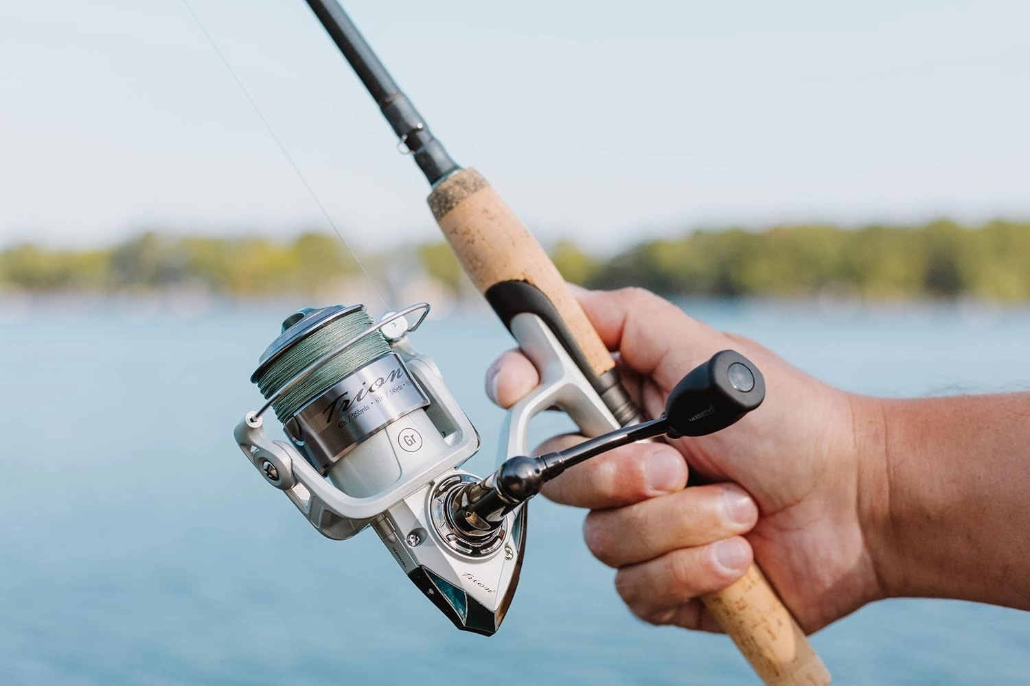 Trion Spinning Reel, Size 20 Fishing Reel, Right/Left Handle Position, Graphite Body and Rotor, Corrosion-Resistant, Aluminum Spool, Front Drag System