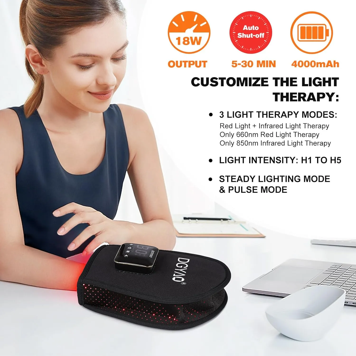 TUOB Red Light Therapy for Hand, Cordless Infrared Light Therapy Device with Battery, Led Light Therapy Double Side Pad Glove Deep Penetrate Joint Benefit for Hand Wrist Fingers Pain Relief