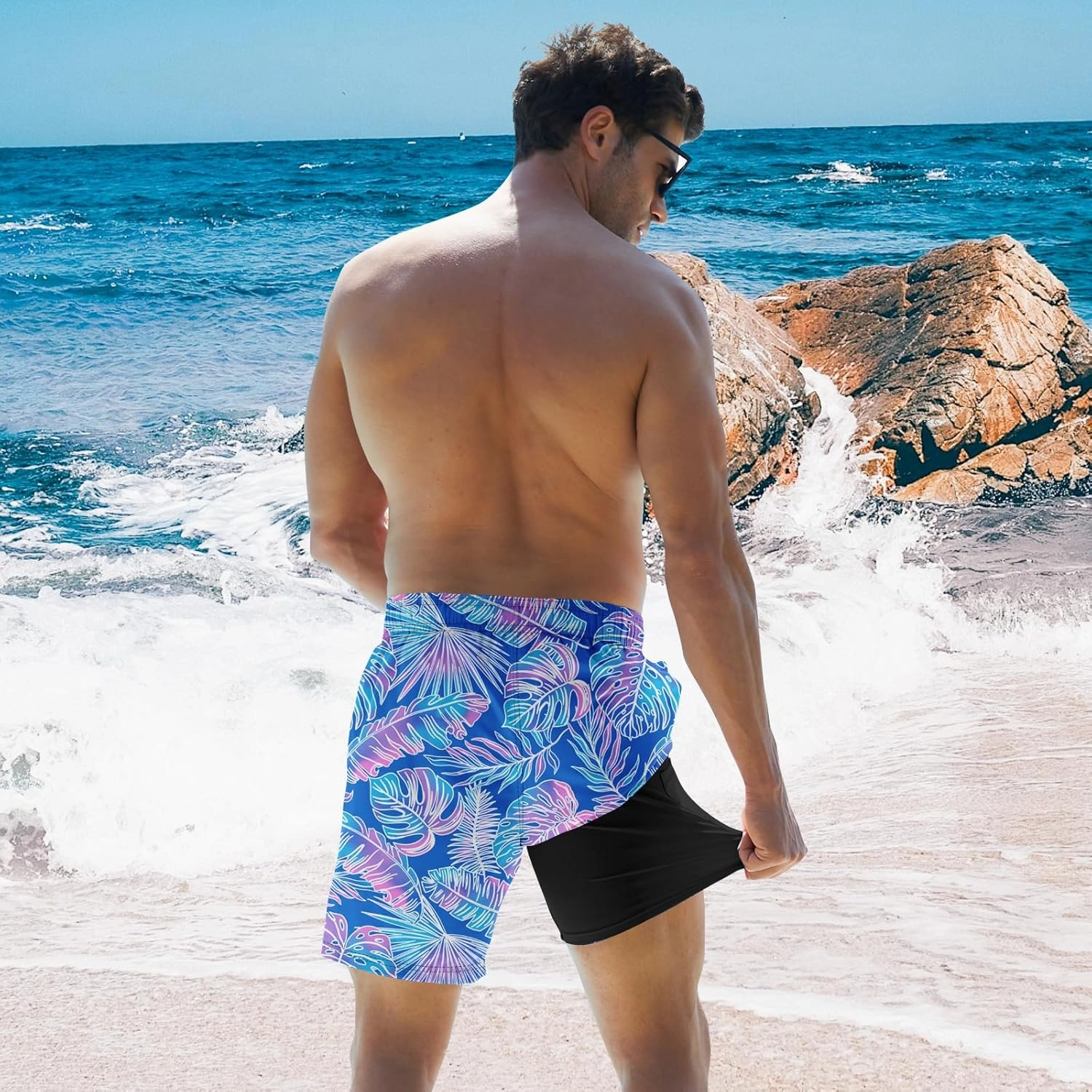 TUONROAD Mens Swim Trunks with Compression Liner 2 in 1 Board Shorts 9 Inch Quick Dry Swimming Trunks with Pockets
