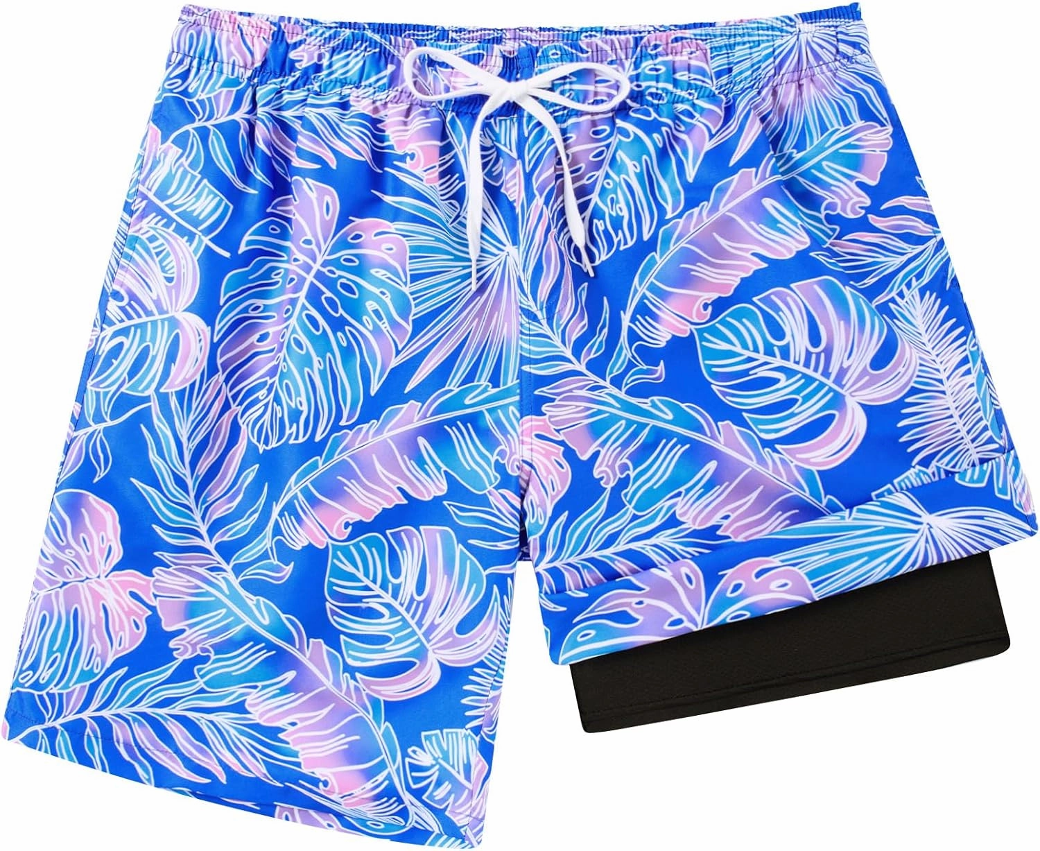 TUONROAD Mens Swim Trunks with Compression Liner 2 in 1 Board Shorts 9 Inch Quick Dry Swimming Trunks with Pockets