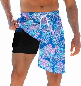 TUONROAD Mens Swim Trunks with Compression Liner 2 in 1 Board Shorts 9 Inch Quick Dry Swimming Trunks with Pockets