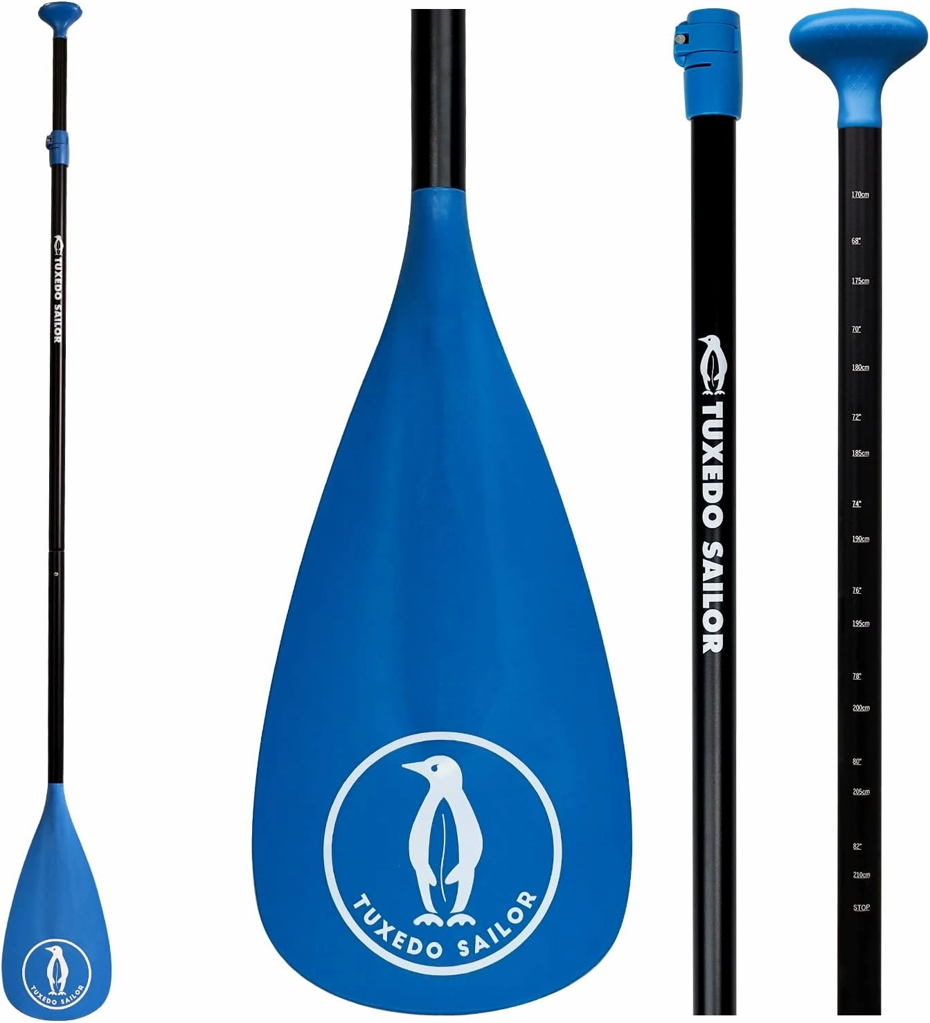 Tuxedo Sailor SUP Paddle - 3 Piece Adjustable Stand Up Paddle Board Paddle - Lightweight & Floating Paddle Board Oar - Durable and Packable, Reinforced Nylon Blades - Efficient Stroke