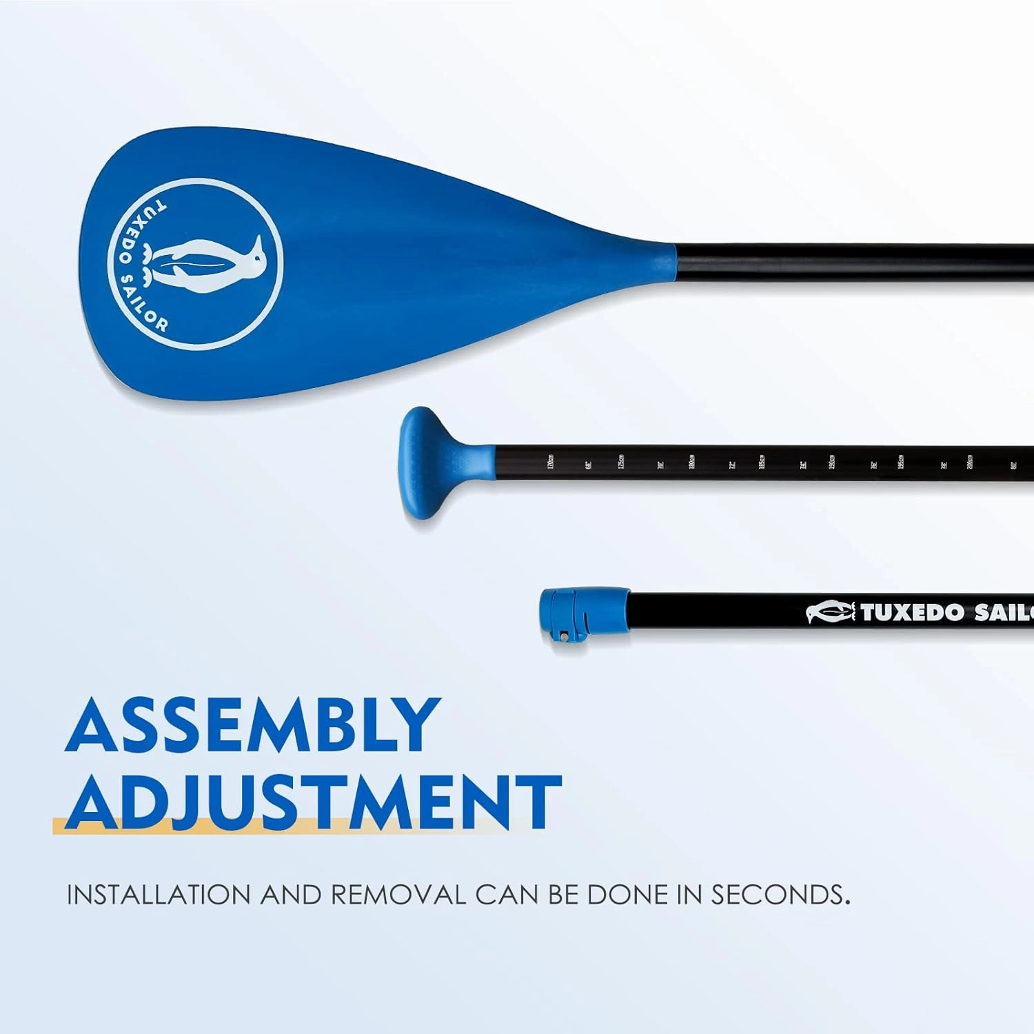 Tuxedo Sailor SUP Paddle - 3 Piece Adjustable Stand Up Paddle Board Paddle - Lightweight & Floating Paddle Board Oar - Durable and Packable, Reinforced Nylon Blades - Efficient Stroke