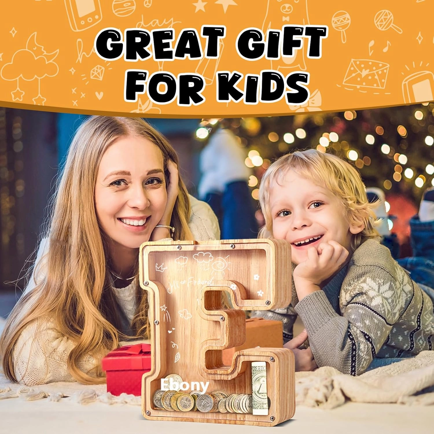 UBeesize Large Piggy Banks Twenty-Six English Alphabet Letter for Boys Girls, Wooden Personalized Bills and Coins Bank Money Box,DIY Name Birthday Gift,Bedroom Living Room Decoration(G)