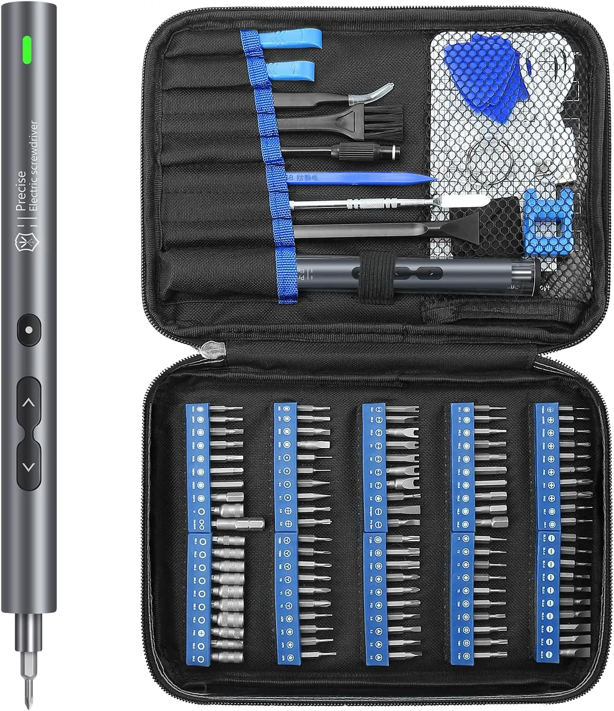 UF-TOOLS Mini Electric Screwdriver, 120 in 1 Small Portable Cordless Power Screwdriver, with 100 Precision Bits & LED Light & 20-bit Tool Set, Handy Repair Tool for Phone, Watch, Camera, Laptop