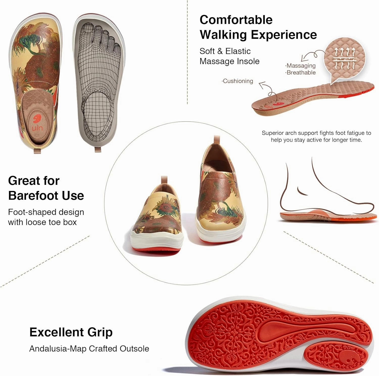 UIN Men's Fashion Sneakers Painted Walking Art Travel Shoes Toledo Ⅷ