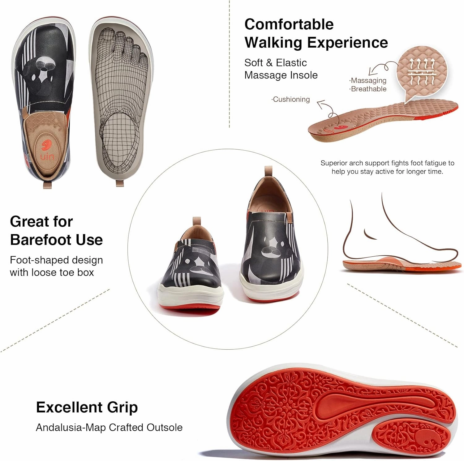 UIN Men's Fashion Sneakers Painted Walking Art Travel Shoes Toledo Ⅷ
