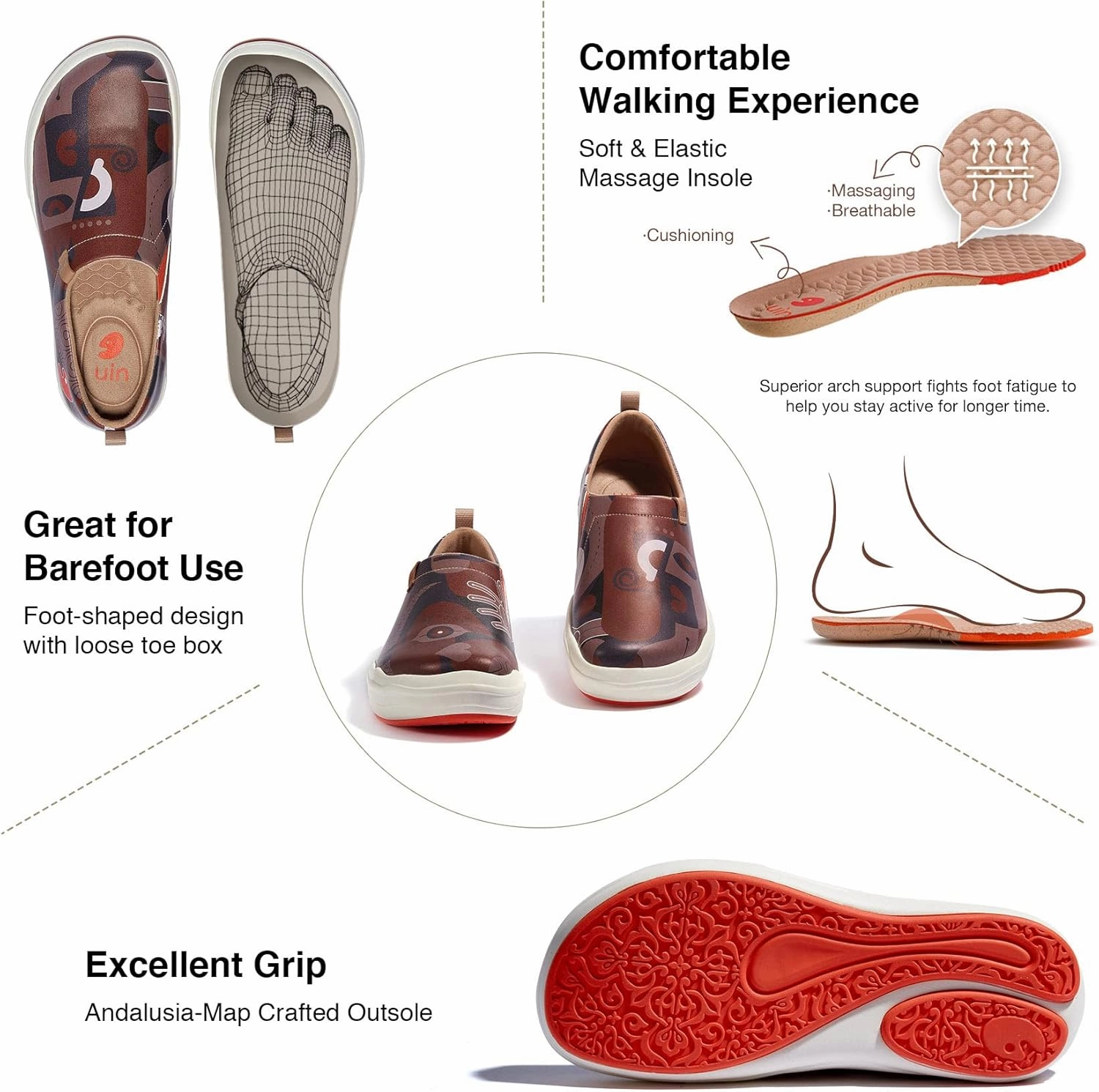 UIN Men's Fashion Sneakers Painted Walking Art Travel Shoes Toledo Ⅷ