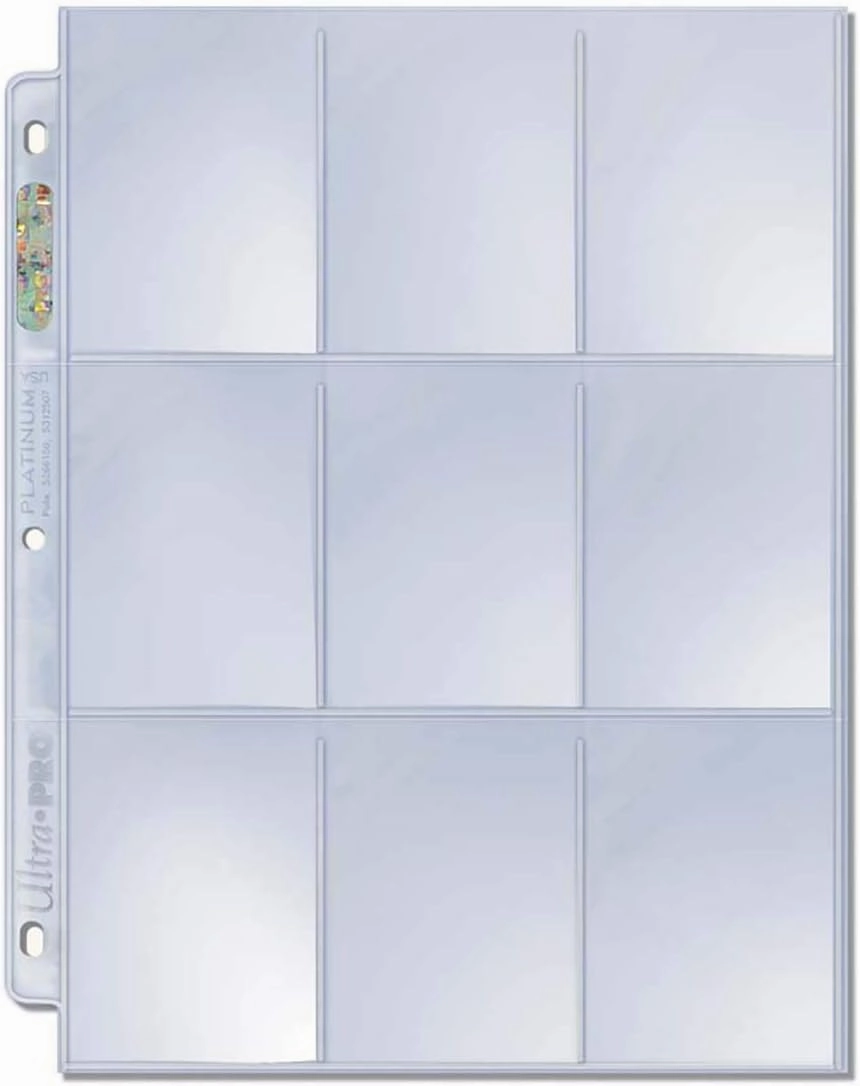 Ultra PRO Platinum Series 9-Pocket Pages (50 ct.) - Card Sleeves Binder Sheets for Trading, Sports, and Gaming Cards - Archival Safe