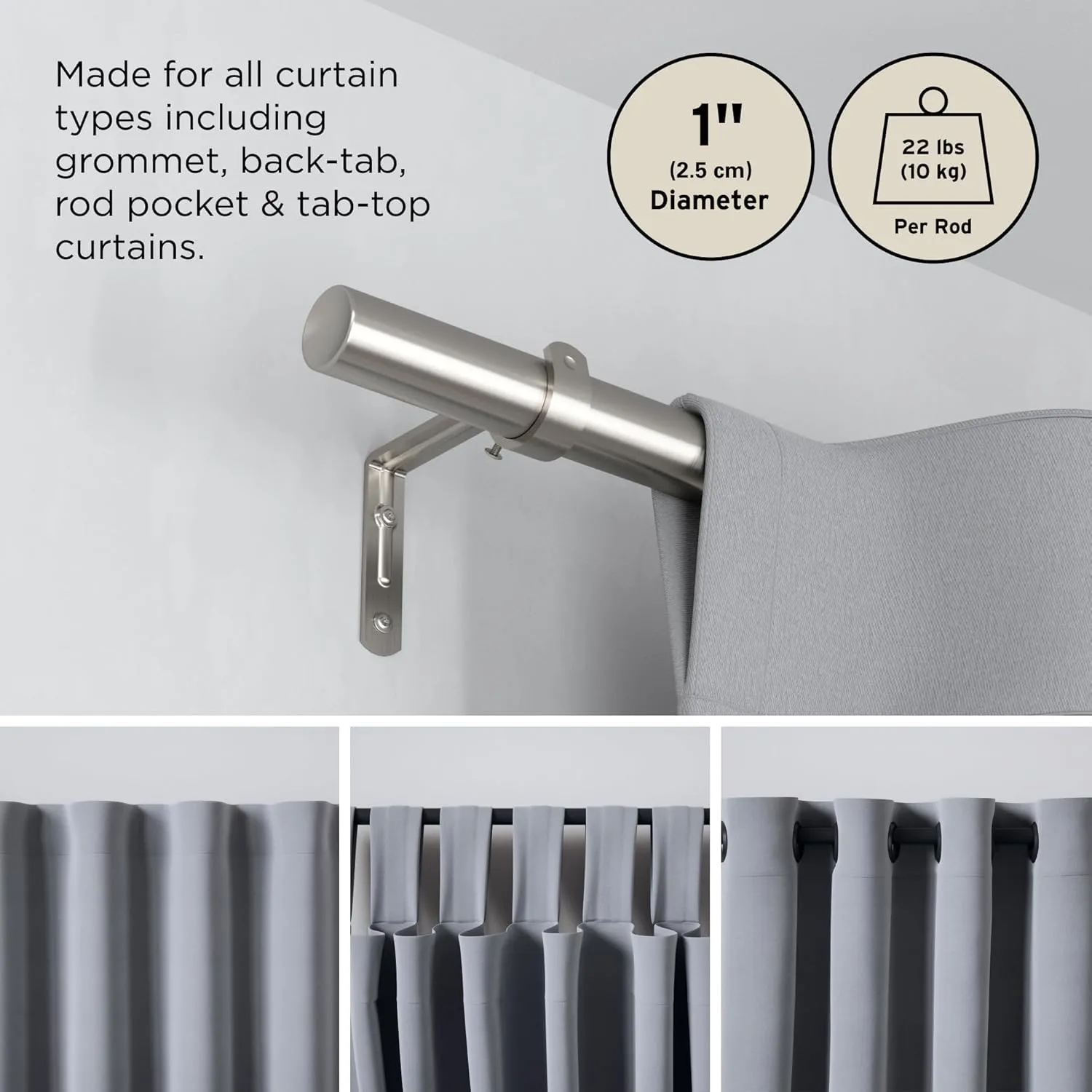 Umbra 1022628-411 Zen Curtain Rod, Nickel