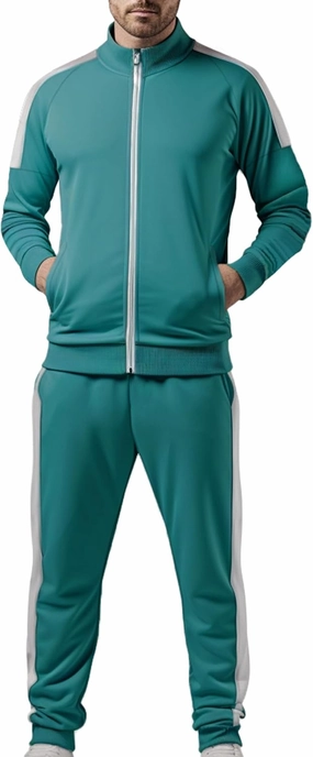 URBAN BUCK Mens Full Zip Casual Tracksuit Set Regular Fit Running Jogging Sport 2 Piece Athletic Green Men Sweat Suit