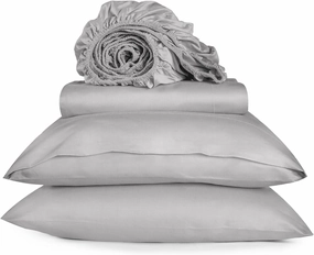 URBANHUT 800 Thread Count Egyptian Cotton Sheets Queen Size, Long Staple Bed Sheets Breathable, 4 Pc Bed Sheet Sets for Queen Size Bedding, Luxury Hotel Bed Sheets Fits 16" Deep Pocket - Silver Grey