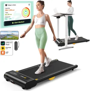 UREVO Under Desk Treadmill, Walking Pad Treadmills for Home, Portable Walking Treadmill 2.25HP, Walking Jogging Machine with 265 lbs Weight Capacity Remote Control LED Display