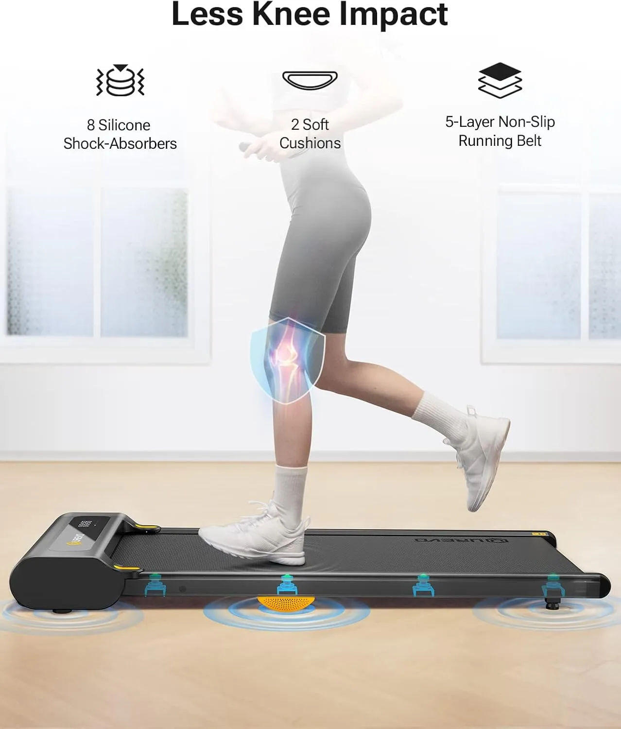 UREVO Under Desk Treadmill, Walking Pad Treadmills for Home, Portable Walking Treadmill 2.25HP, Walking Jogging Machine with 265 lbs Weight Capacity Remote Control LED Display