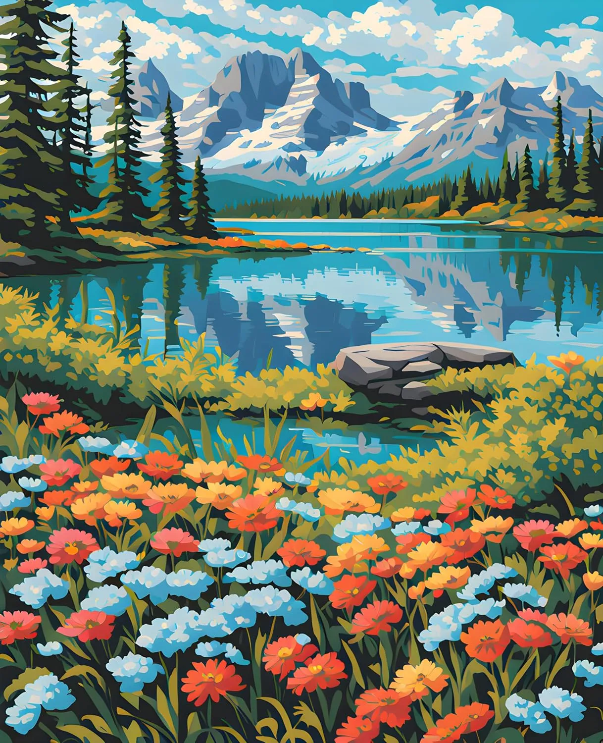 USA Great Places (126) - Glacier National Park, Montana - Van-Go Paint-by-Number Kit 40x50cm no Frame