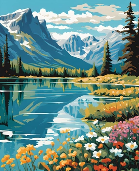 USA Great Places (121) - Glacier National Park, Montana - Van-Go Paint-by-Number Kit 60x75cm DIY Frame