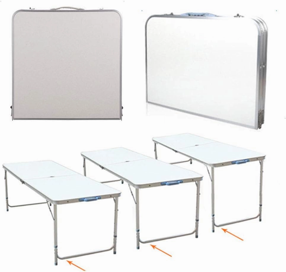 Utility Tables Folding Camping Table Adjustable, Portable Picnic Table Camping Furniture 120 x 60 x 70 4Ft Portable Multipurpose Folding Table