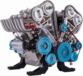 V8 Engine Motor Model Kit,1:3 V8 Mechanical Engine Electric Motor Model Building Kit, Physics Science Experiments Toys for Teens and Adults, Medium, Blue,as Shown, 57LM15H1558MEW
